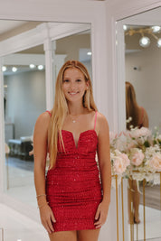 Emma Sequin Mini Dress Fuchsia