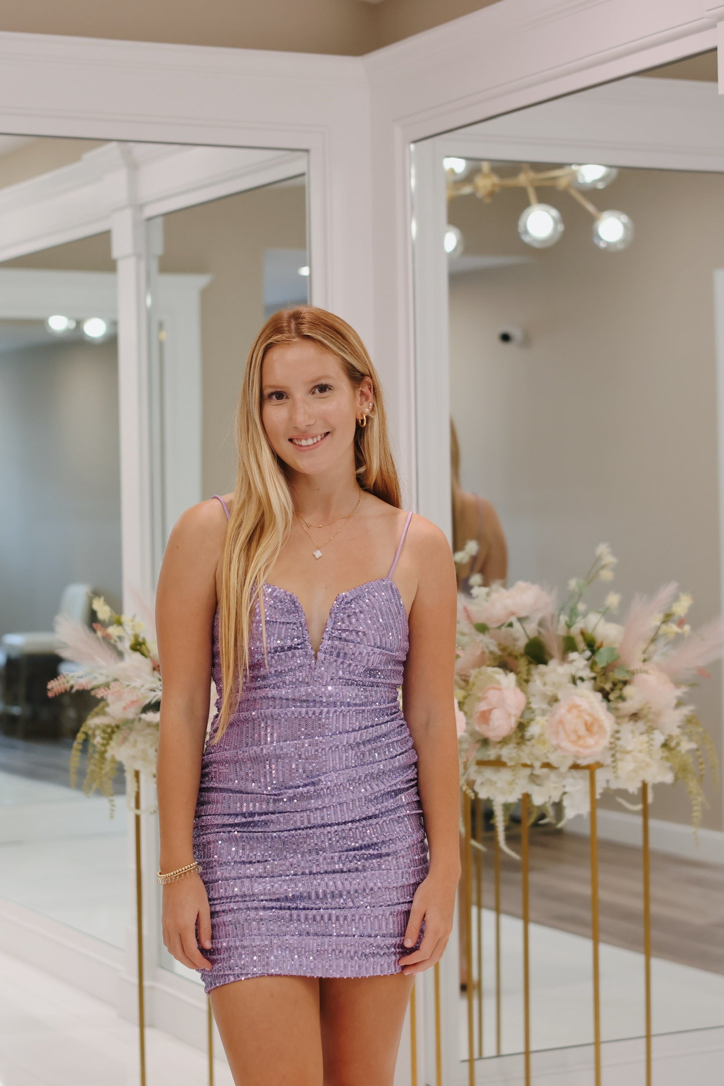 Emma Sequin Mini Dress Lilac