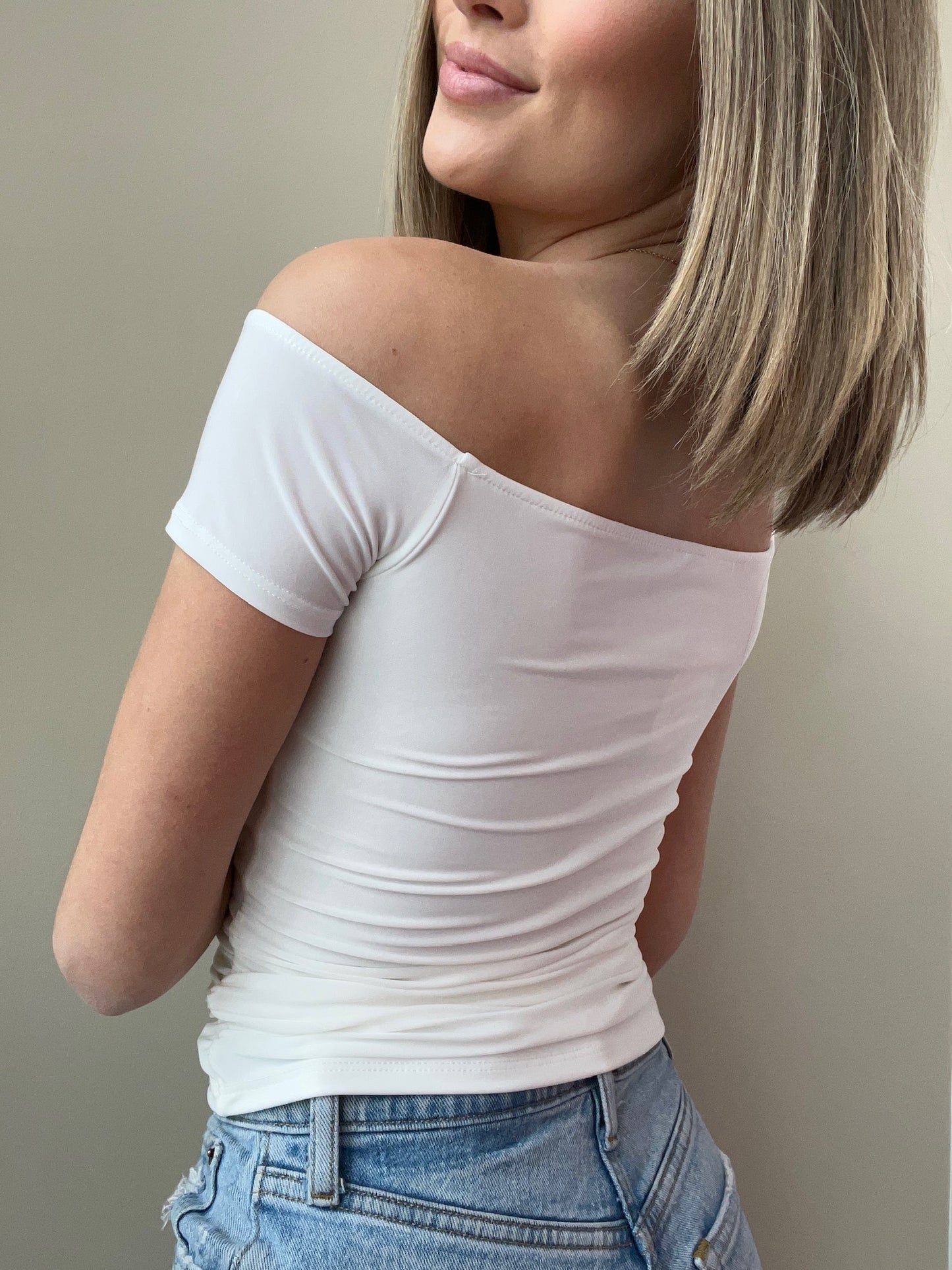 My Fave Off The Shoulder Tee White
