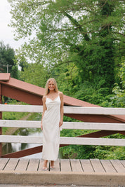 Rosette Satin Midi Pearl