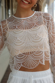 Scalloped Pearl Sheer Top