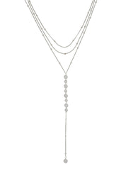 Bali Dreams Crystal Lariat Necklace: Clear Crystals with 18k Gold Plating