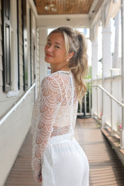Scalloped Pearl Sheer Top