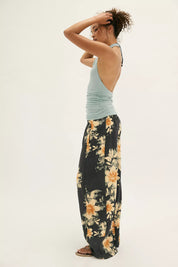 Days End Linen Pull On Pants Black Combo
