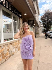 Peacock Floral Mini Dress In Purple
