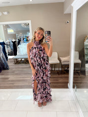 Solene Gown in Black Lilac Floral  by Elliatt