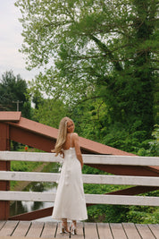 Rosette Satin Midi Pearl