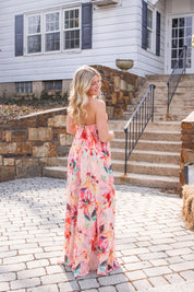 Brooke Chiffon Maxi Dress in Coral Multi