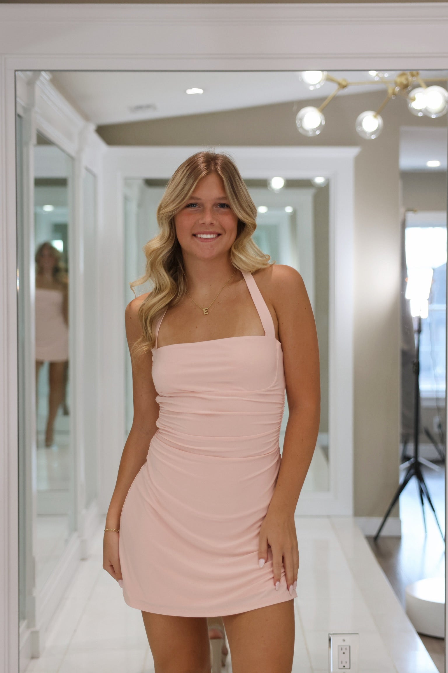 Perfect Fit Mini Dress Blush – Giana Rose Couture