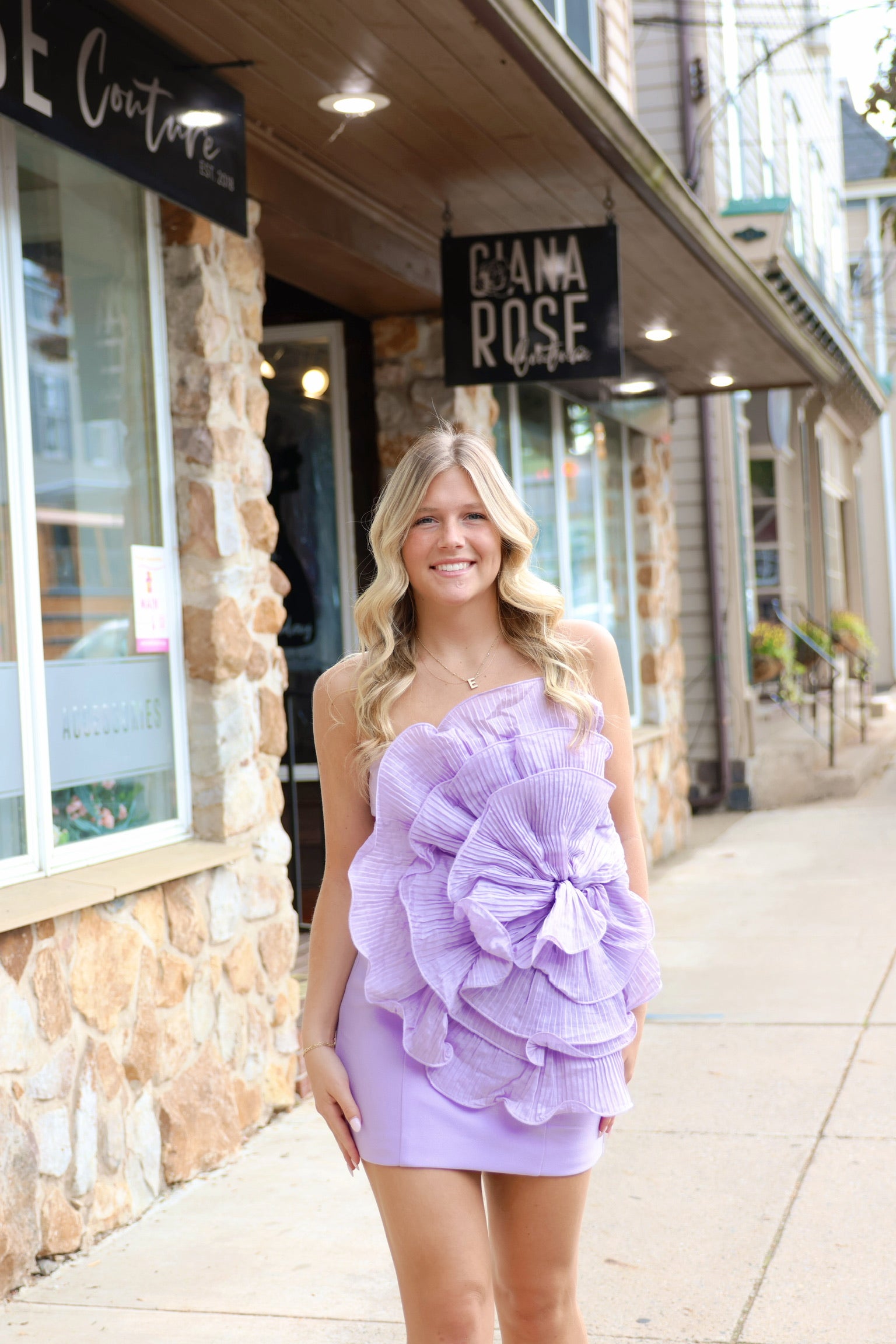 Peacock Floral Mini Dress In Purple