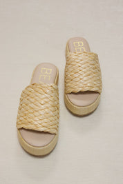 Cairo Beige Raffia Slides - BEACH