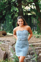 Matilda Strapless Denim Mini Dress