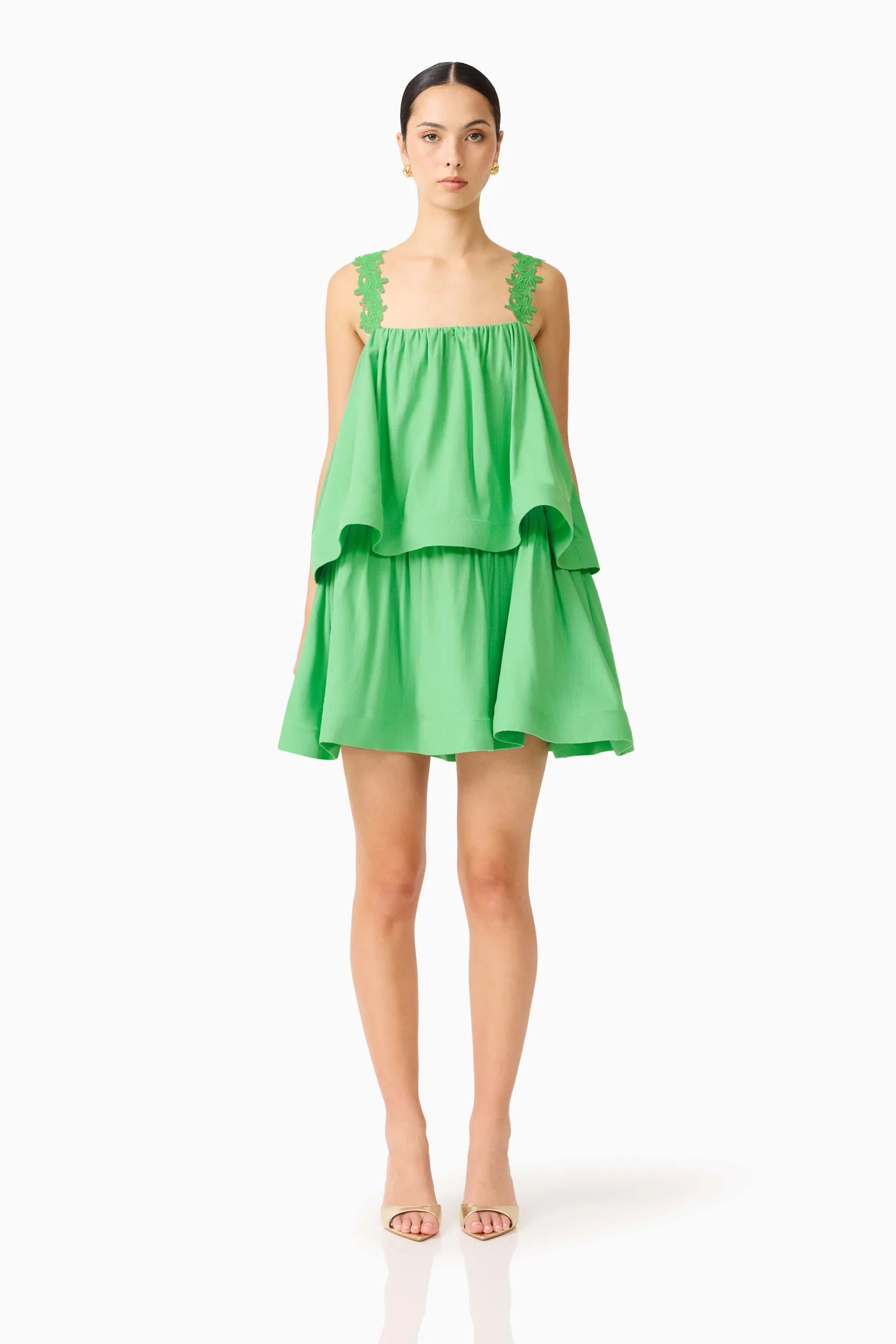 kelly green mini dresses Emilie Tiered Dress - - M Long dress