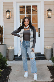 Sweet Valley Stripe Skinny Scarf in Earth