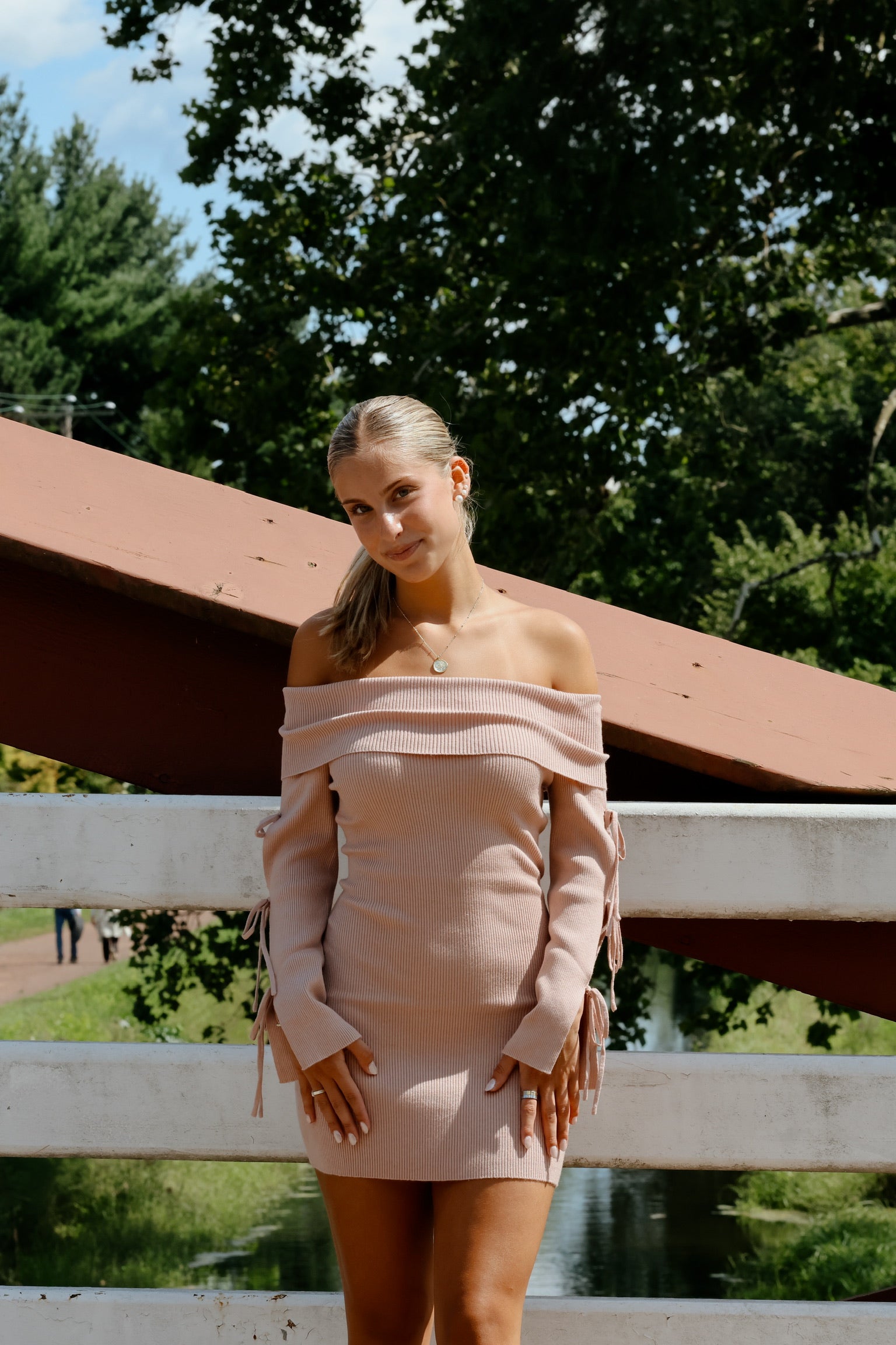 blush knit dress Blush Pink Ribbed Knit Midi Dress with Buttons Valeria