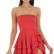 Strapless Asymmetrical Dress in Red