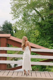 Rosette Satin Midi Pearl