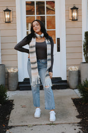 Sweet Valley Stripe Skinny Scarf in Earth
