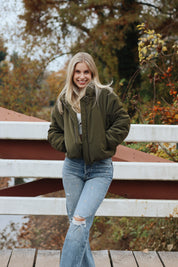 Stratton Puffer Olive