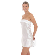 Satin Strapless Slip Dress in White