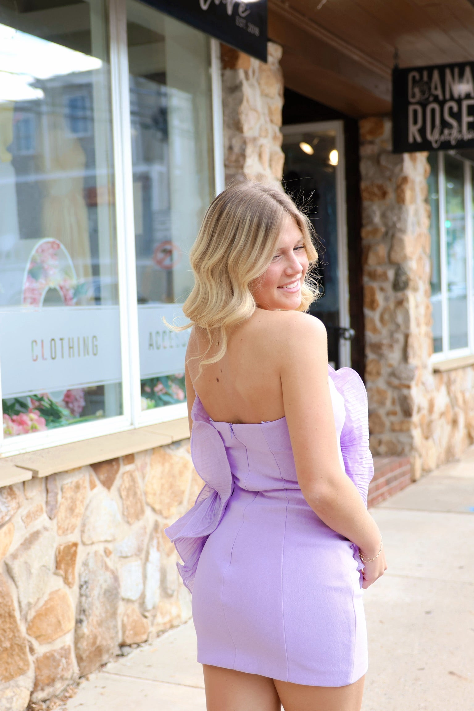 Peacock Floral Mini Dress In Purple