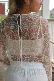 Scalloped Pearl Sheer Top