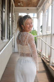 Scalloped Pearl Sheer Top