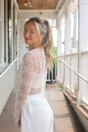 Scalloped Pearl Sheer Top