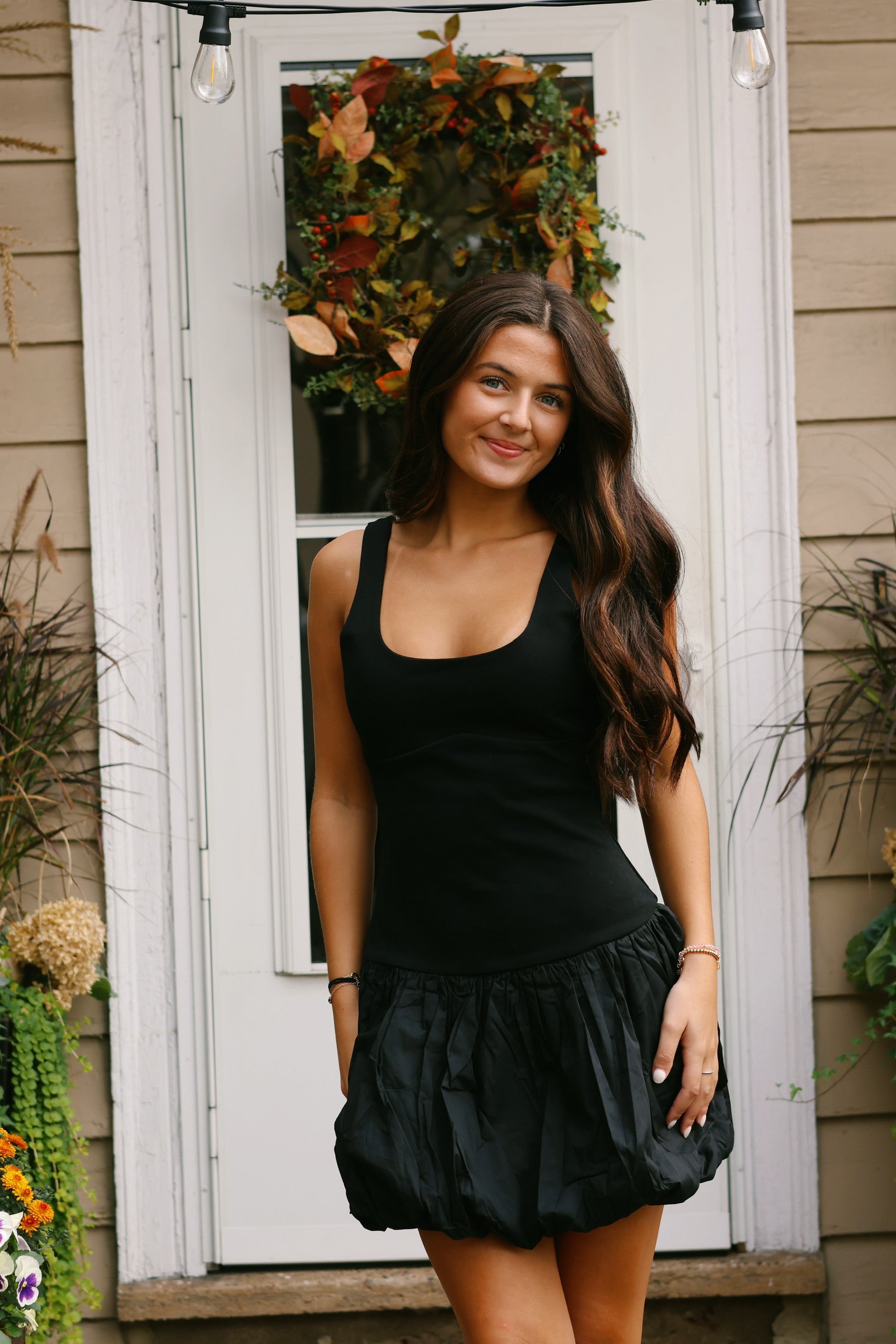 bubble dress black Olicia Strapless Skirt Mini Complete with a back zipper closure Violette Bubble Hem Mini Dress-BLACK