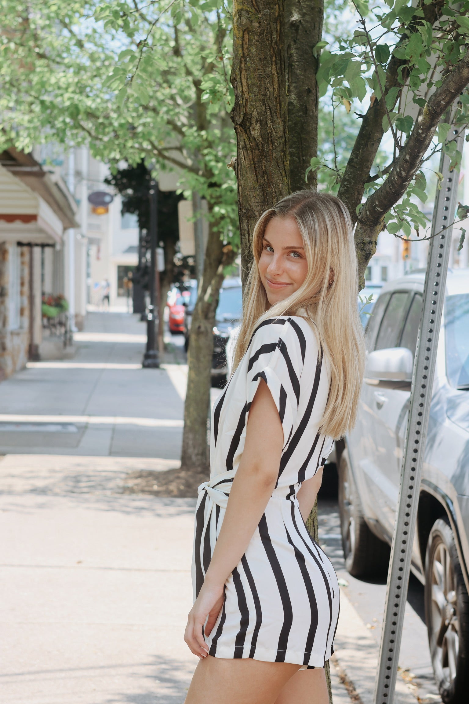 Tori Romper Cream Stripe