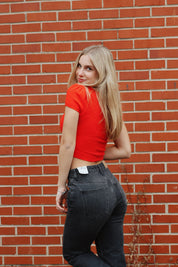 Keep Me Warm Crop Top Red Pop
