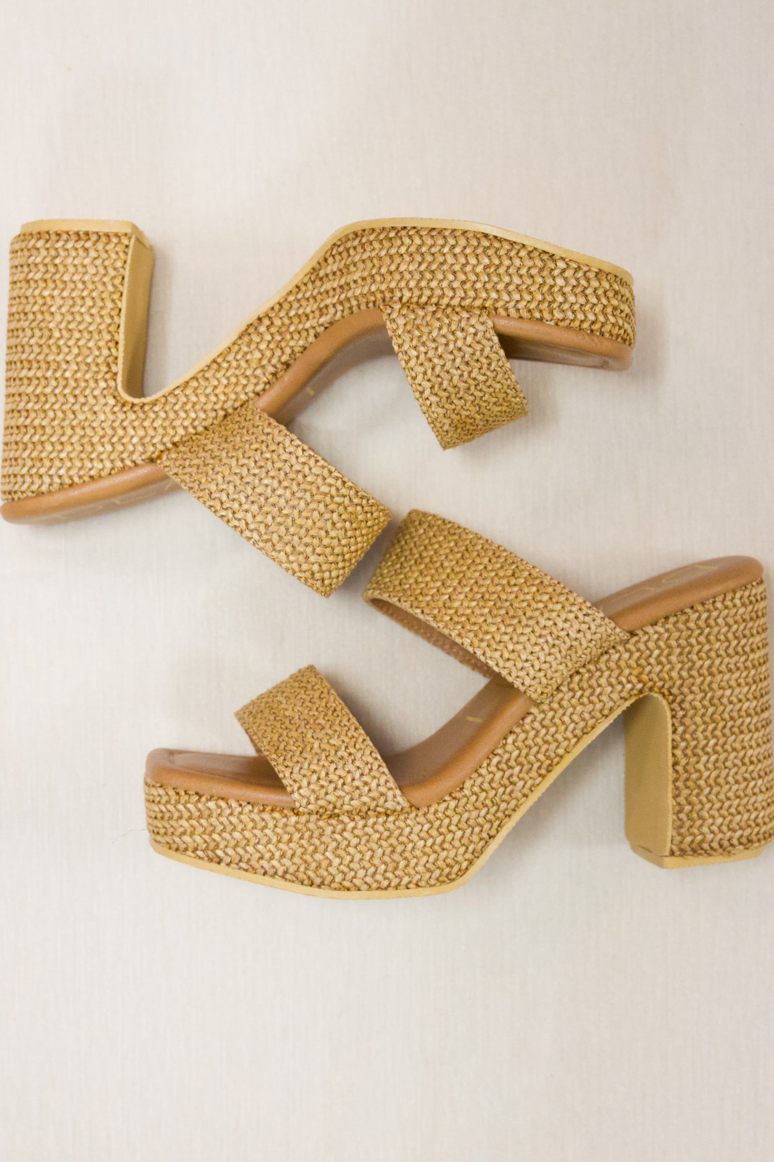 Gem Camel Raffia Heel - BEACH