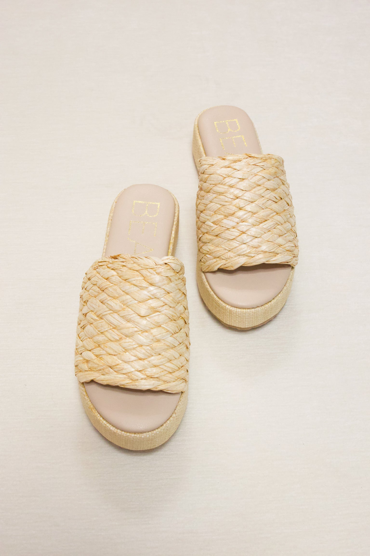 Cairo Beige Raffia Slides - BEACH