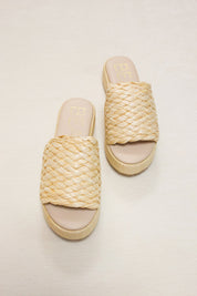 Cairo Beige Raffia Slides - BEACH
