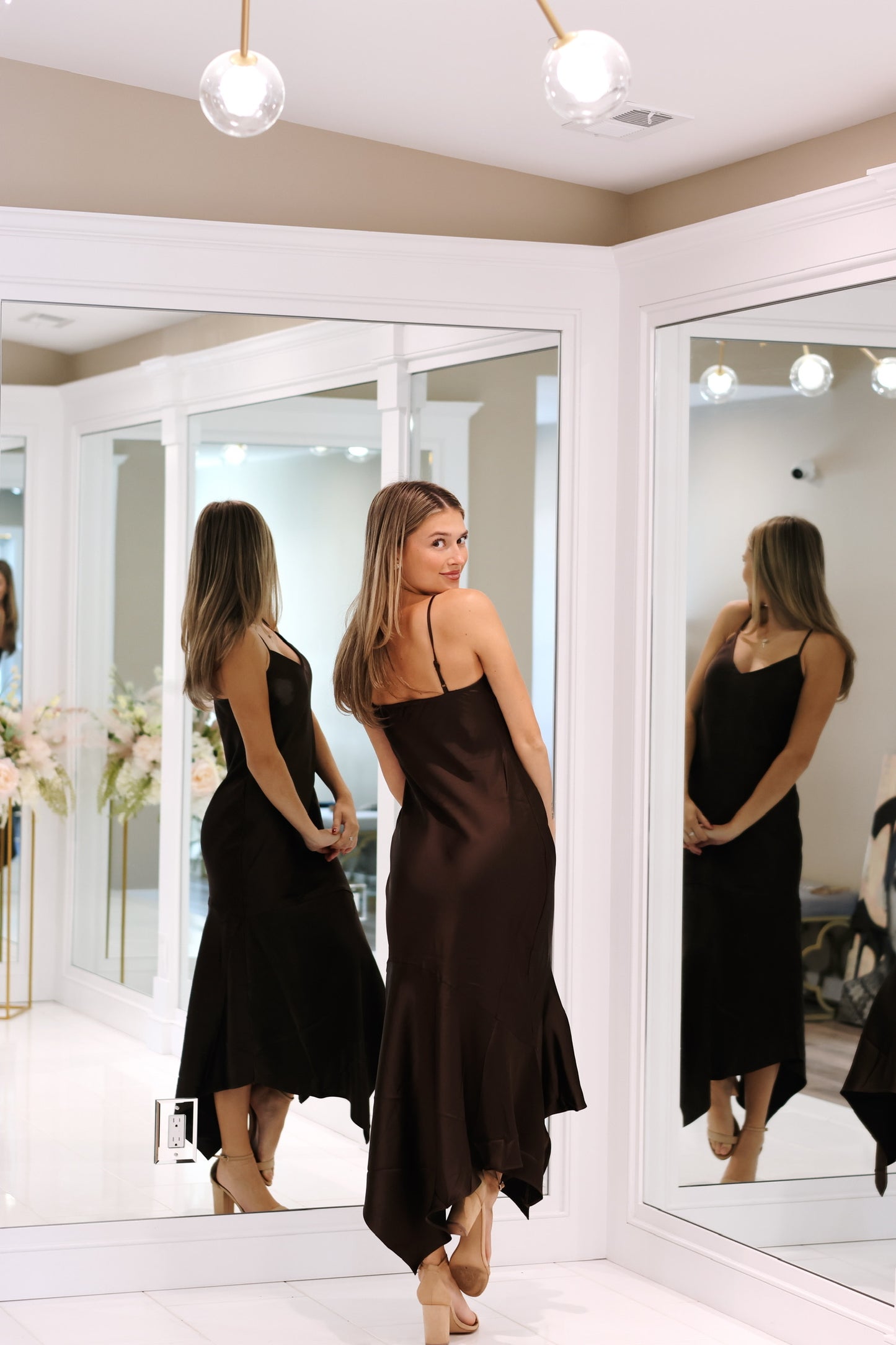 Lucille Satin Slipdress Dark Espresso