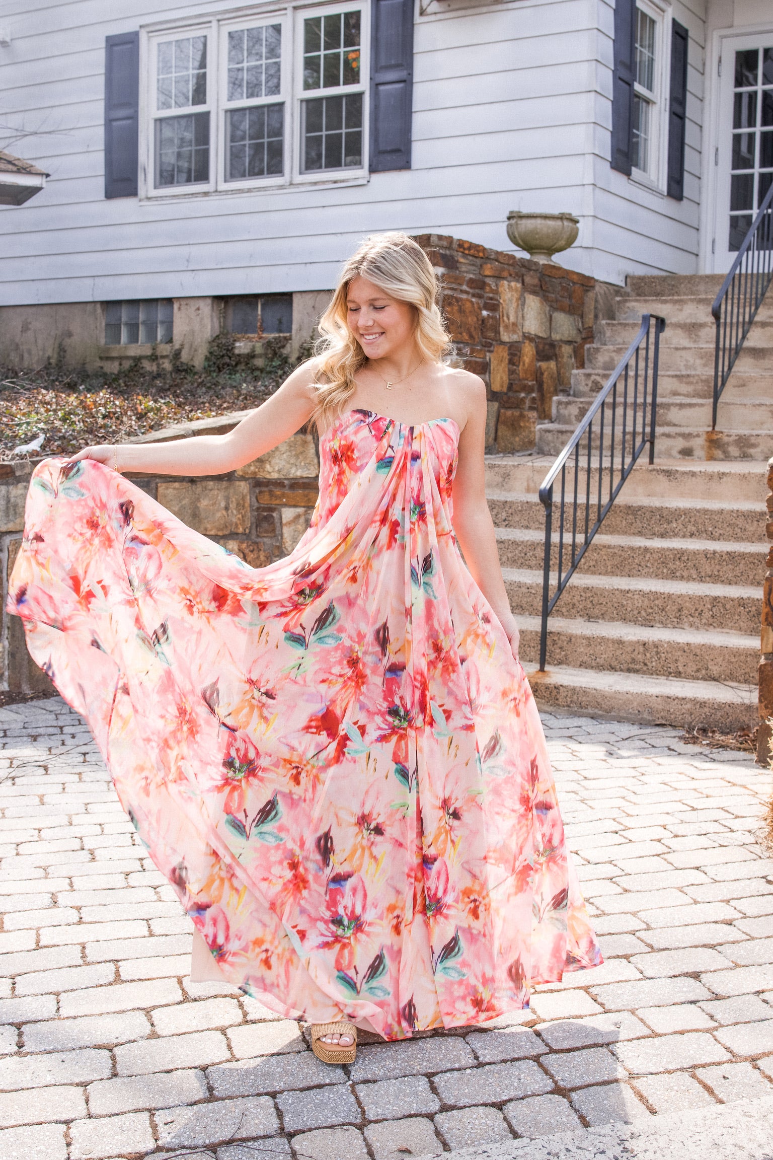 Brooke Chiffon Maxi Dress in Coral Multi 6 Brooke Chiffon Maxi Dress in Coral Multi 6