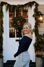 My Fave Off The Shoulder Shirt Navy