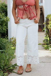 Posie Embroidered Denim White