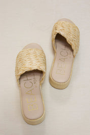 Cairo Beige Raffia Slides - BEACH