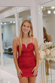 Emma Sequin Mini Dress Fuchsia