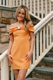 Ariana Crepe Mini Dress in Golden Orange