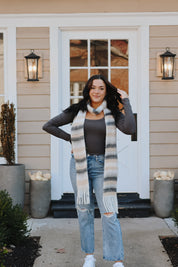 Sweet Valley Stripe Skinny Scarf in Earth