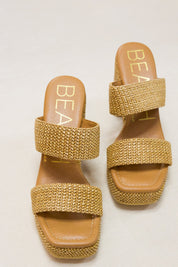 Gem Camel Raffia Heel - BEACH