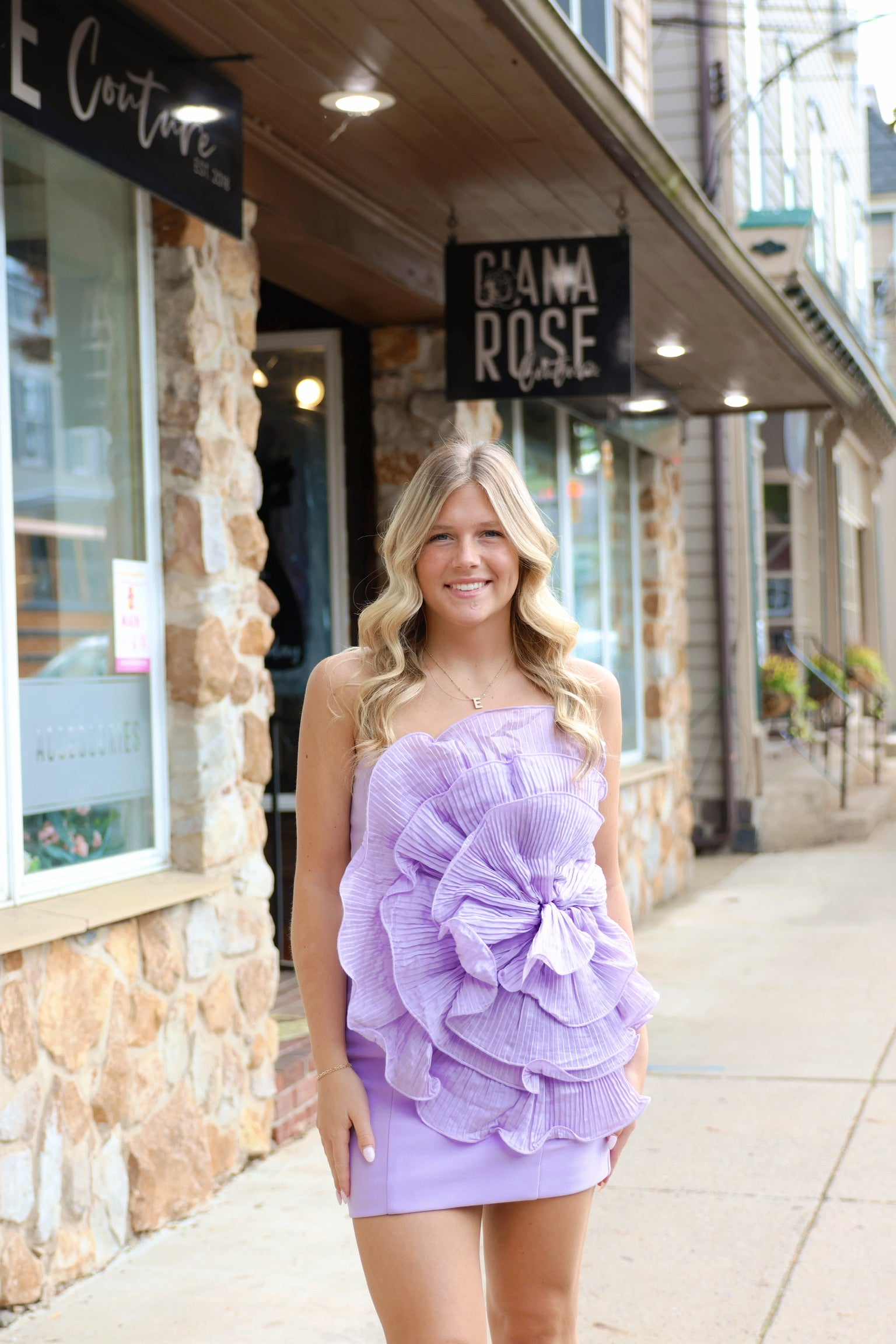 Peacock Floral Mini Dress In Purple