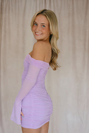 CRYSTAL LONG SLEEVE MINI IN LILAC