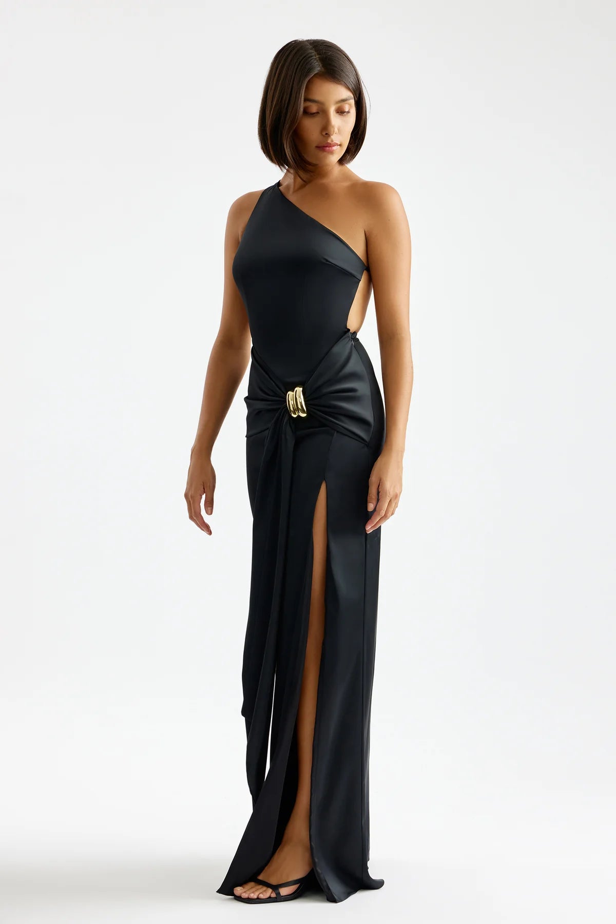 black clea dress Silk Satin Clea Dress in Black