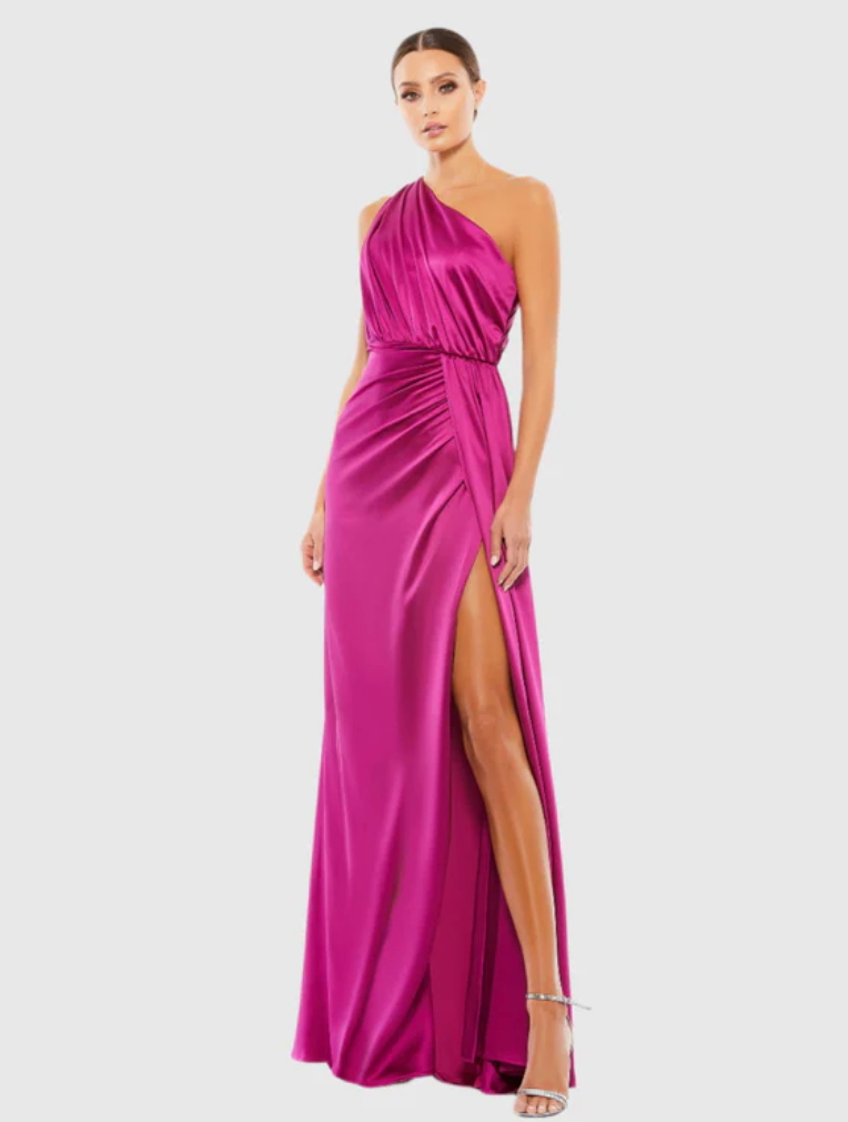 【MAC DUGGAL】ワンショルダー フリル イブニングドレス Pink One Shoulder Embellished Evening Gown | Mac Duggal
