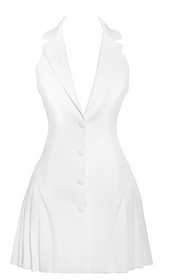 Reyna White Backless Pleated Mini Blazer Dress