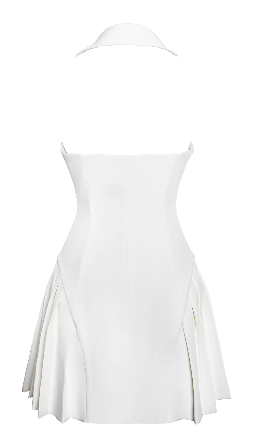 Reyna White Backless Pleated Mini Blazer Dress