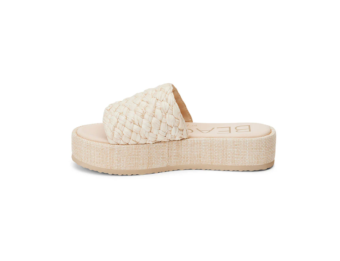 Cairo Beige Raffia Slides - BEACH